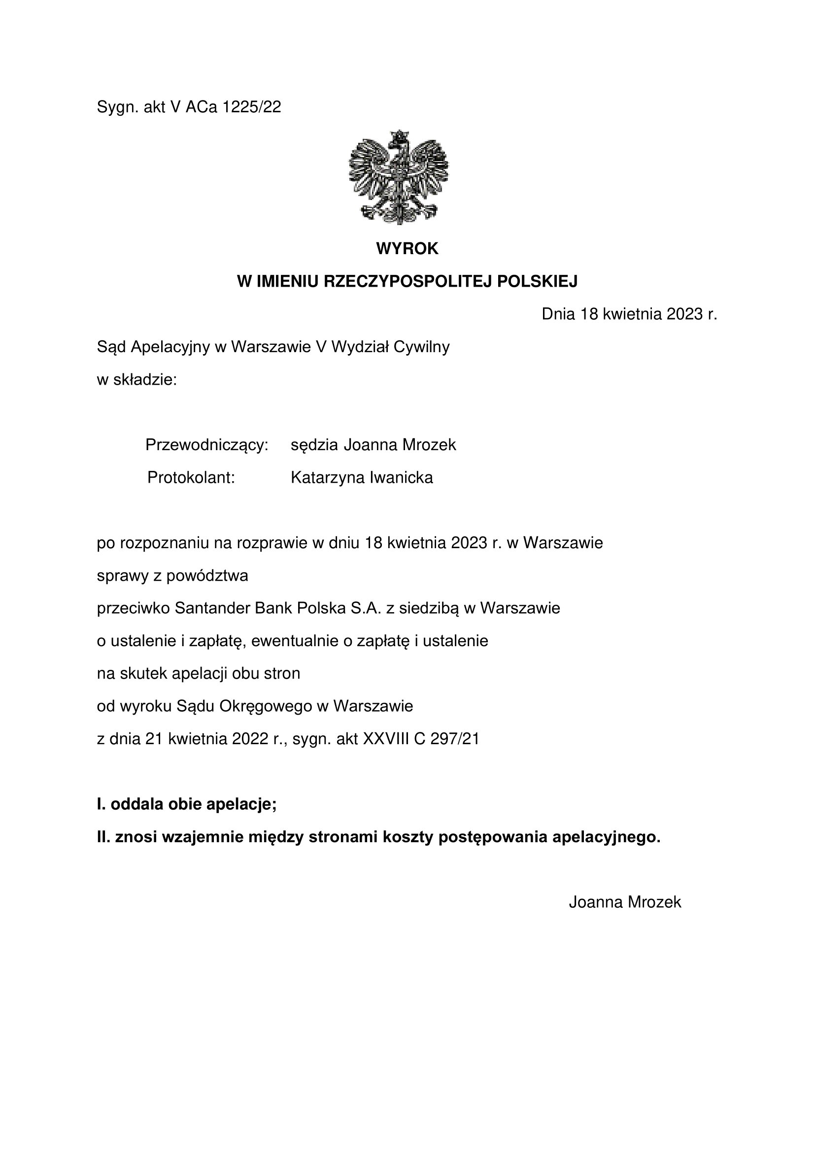 wyrok prawomocny  zSantander Bank Polska S.A.