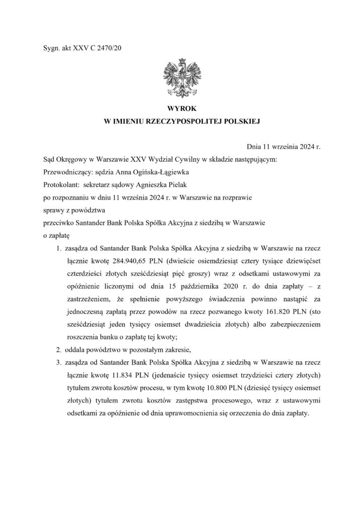 wyrok z bankiem Santander Bank Polska 