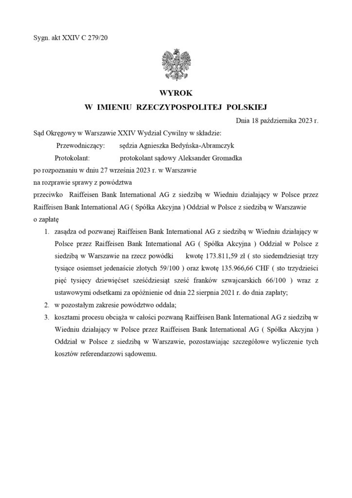 wyrok z Raiffeisen Bank International