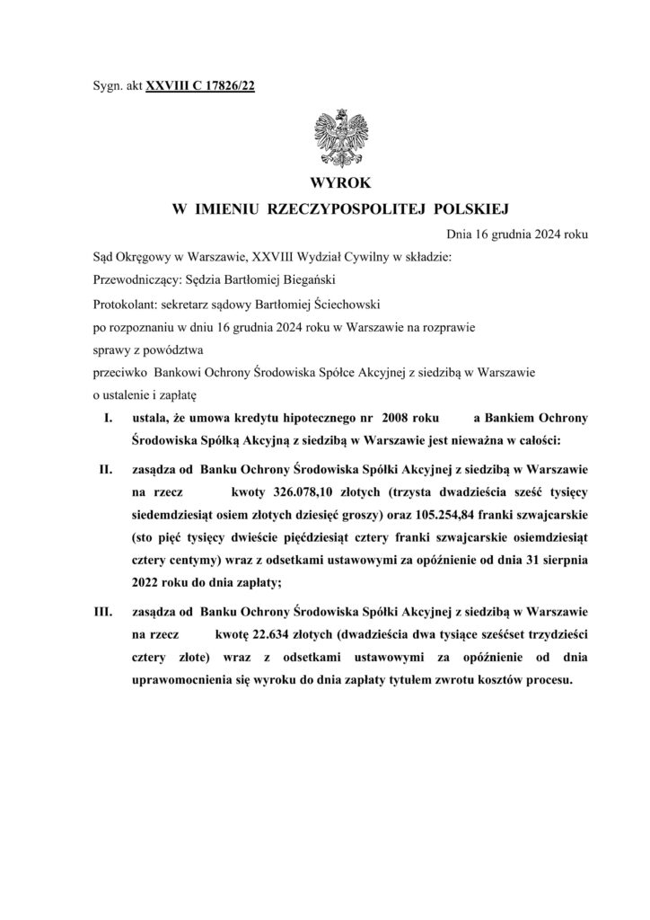 wygrana z Bankiem BOŚ