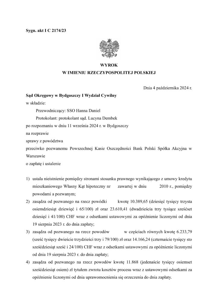wyrok frankowy z PKO BP 