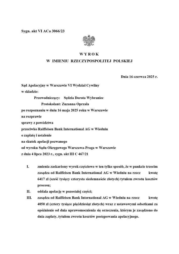 wyrok z Raiffeisen Bank International