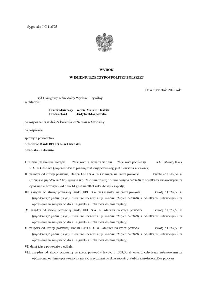 wygrana z bank BPH S.A.