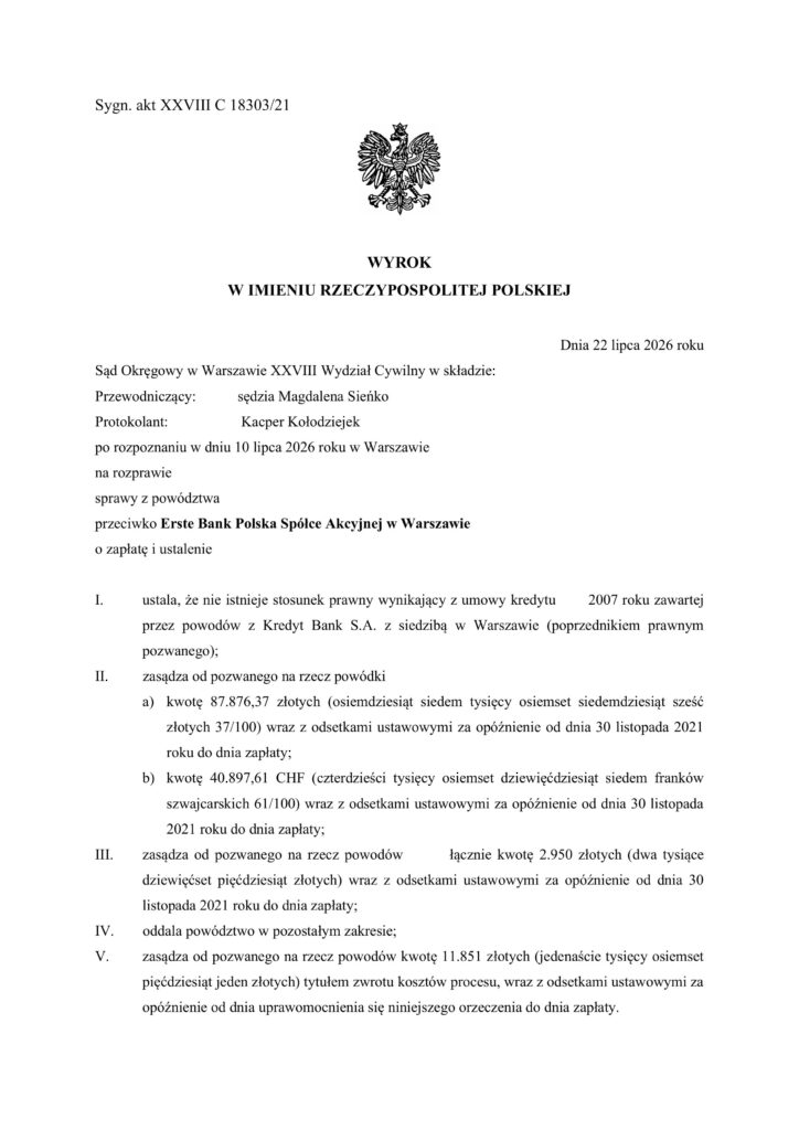 wyrok z Erste Bank Polska
